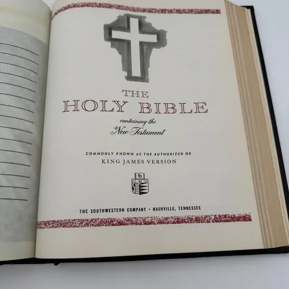 Vintage 1962 Family Bible from Southwestern Company Black 3196 & Bookmarks